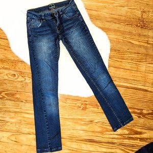 3/$15 CQ jeans, size 0 / 24, straight leg / skinny, low rise, medium blue